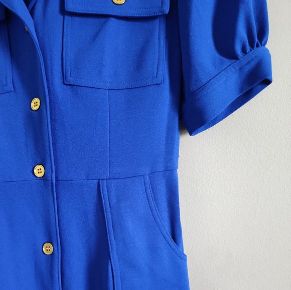 Shelby & Palmer Button Down Dress Size 6 Royal Blue Career Belt Pockets - Picture 5 of 8